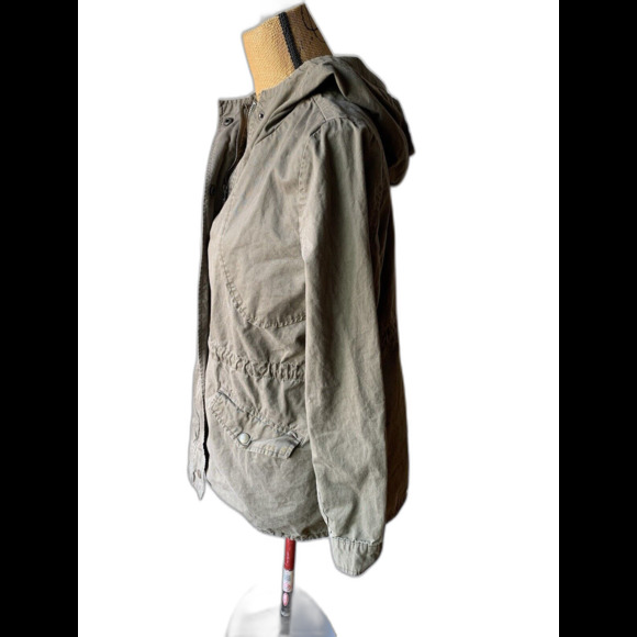 Love Tree Olive Green Military Jacket Drawstring Waist Distressed Size MEDIUM - Picture 3 of 12